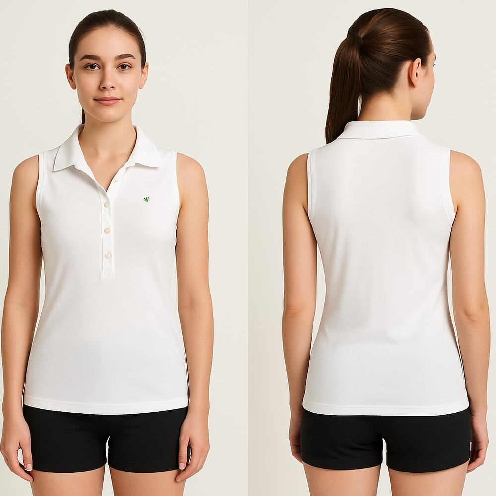 BIRDIE White Sleeveless Polo Shirt Women’s Small 95% Cotton Stretch Fit